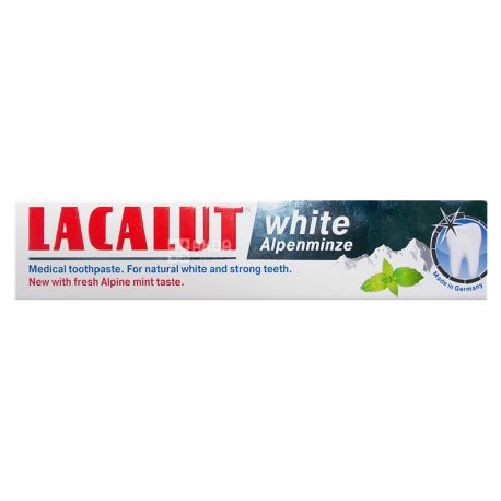 Lacalut White, 75 мл, Зубна паста, Альпійська м'ята