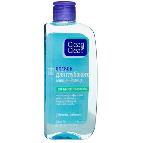 Clean & Clear, 200 мл, лосьйон для глибокого очищення обличчя, Для чутливої шкіри
