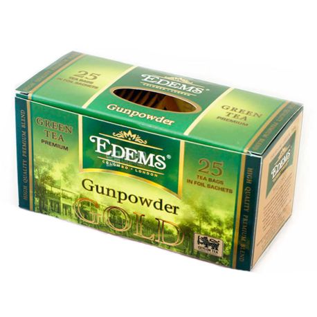  Edems, Gunpowder Gold, 25 пак., Чай Едемс, Ган Паудер, зелений