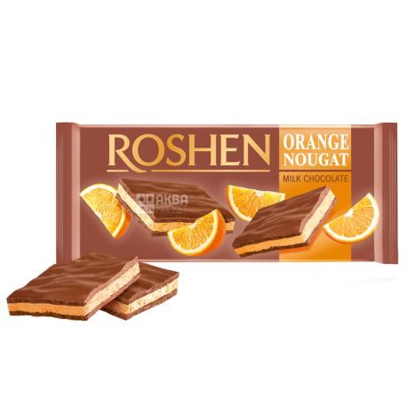 Roshen, Шоколад молочный с апельсиновой нугой, 90г