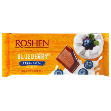 Roshen, Шоколад молочный с начинкой черничная панакота, 90г, м/у