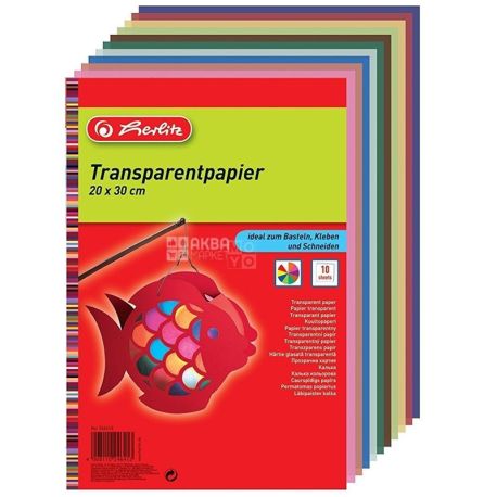 Herlitz, Translucent colored paper, 20x30 cm, 40 g / m2, 10 colors