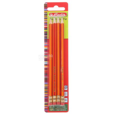 Herlitz Scolair, НВ, Карандаши чернографитные, 4 шт.