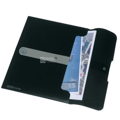Herlitz, Folder on the button, A4, 200 microns, Black