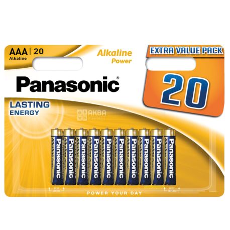 Panasonic Lasting Energy, AAА, 20 шт., 1,5 V,  Батарейки щелочные, LR03