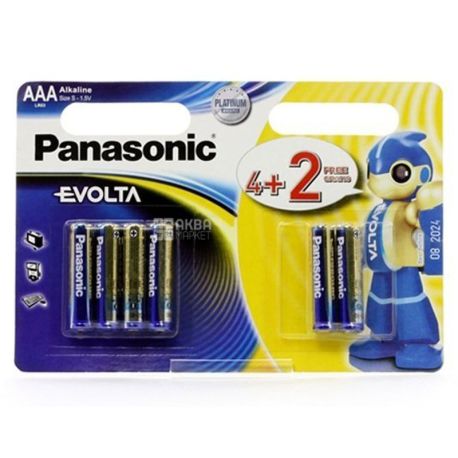 Panasonic Evolta,  АAA, 6 шт., 1,5V, Батарейки щелочные, LR03