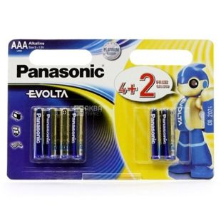 Panasonic Evolta, АAA, 6 шт., 1,5V, Батарейки лужні, LR03