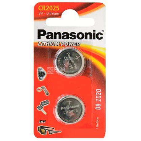 Panasonic CR 2025 BLI 2, Батарейки літієві, 2шт