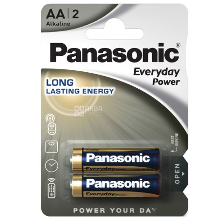 Panasonic Everyday Power, AA, 2шт., 1,5V, Батарейки щелочные, LR6