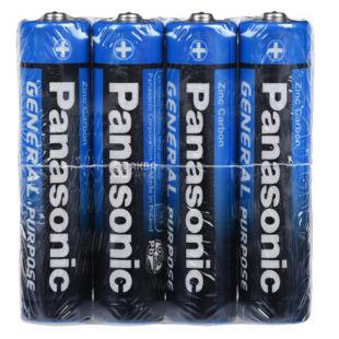Panasonic General Purpose, ААА, 2 шт., 1,5 V, Батарейки вугільно-цинкові, R3