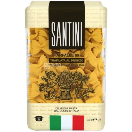 Santini Farfalle №69, 500 г, Макароны Бантики Сантини Фарфалле