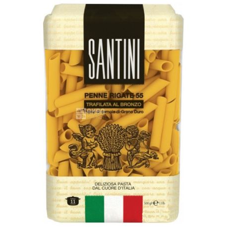 Pasta feathers Santini Penne Rigaite (Santini Penne Rigate) 55, 500 g