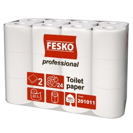 Fesko Professional, 24 рул., Туалетная бумага Феско Профешнл, 2-х слойная
