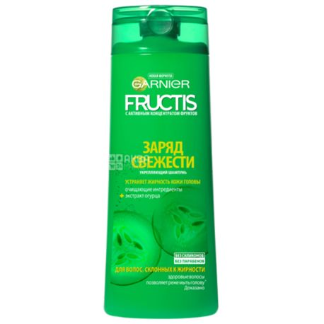 Garnier Fructis, 400 мл, Шампунь для нормальных волос склонных к жирности, Заряд свежести 