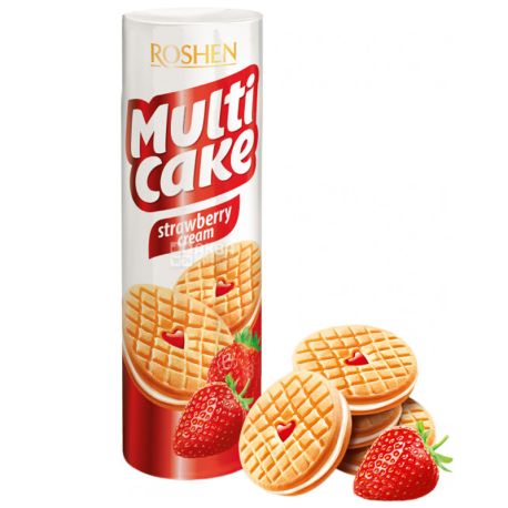 Roshen Multicake, Печиво-сендвіч з начинкою полуниця-крем, 180 г