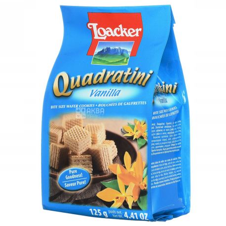 Loacker Quadratini Vanilla, Вафли квадратные, 125 г