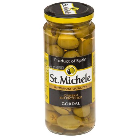 Pitted Olives, St. Michele, variety Gordal, 340 g