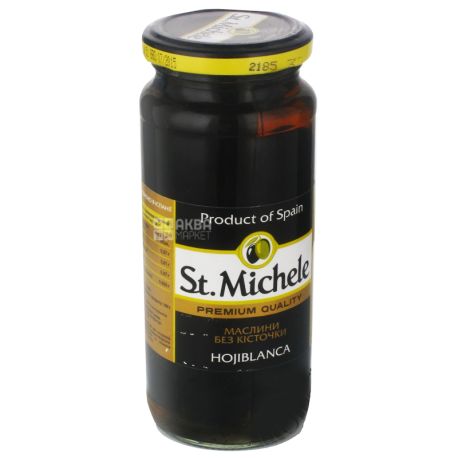 Маслины без косточки, St. Michele, сорт Охибланка, 340 г