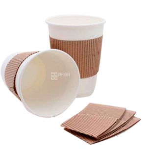 Термочохол для стаканів 250-340 мл, гофрований, 100 шт.