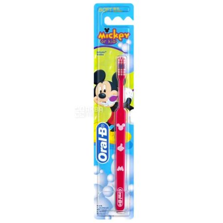 Oral-B Mickey, 1 шт., Детская зубная щетка , Для детей 2-4 года, экстра мягкая 