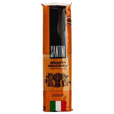 Santini Spaghetti Wholewheat, 500 г, Макарони Сантіні Спагеті цільнозернові