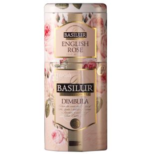 Basilur English Rose, Dimbula, 125 г, Чай Базилур, Английская роза и Димбула, черный, ж/б