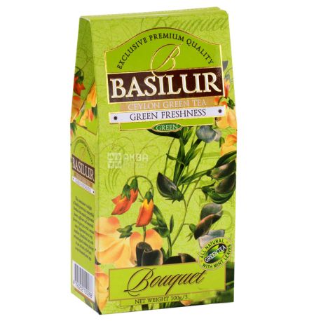 Basilur Green Freshness Bouquet, Green Tea, 100 g