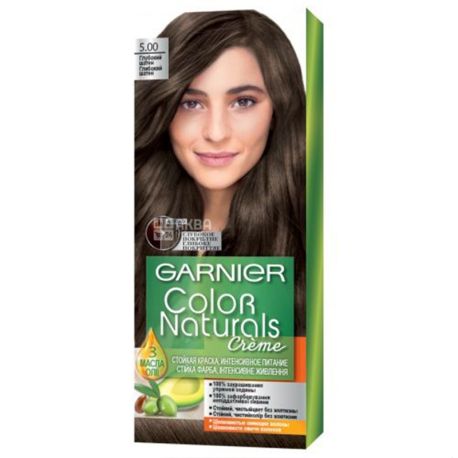 Garnier Color Naturals, Крем-фарба для волосся, Тон 5.00 Глибокий шатен
