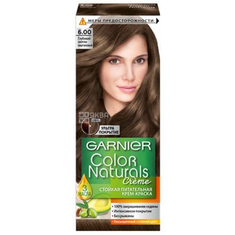 Garnier Color Naturals, Крем-фарба для волосся, 6.00 Глибокий горіховий