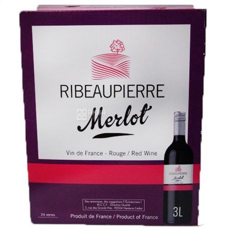 Ribeaupierre, Мерло, Вино червоне сухе, 3 л