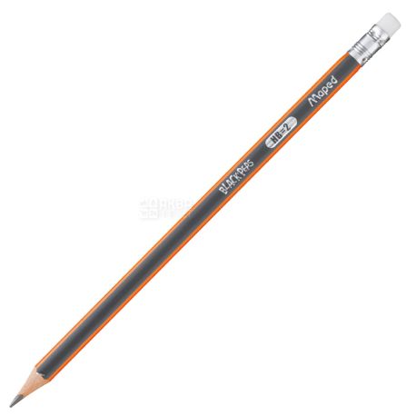A set of graphite pencils with an eraser, HB, 12 pcs, TM Maped