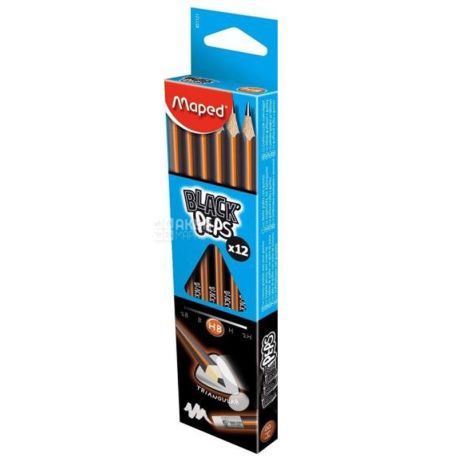 A set of graphite pencils with an eraser, HB, 12 pcs, TM Maped