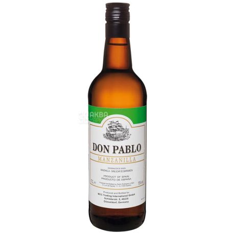 Don Pablo Manzanilla Херес, Вино белое сухое, 0,75 л