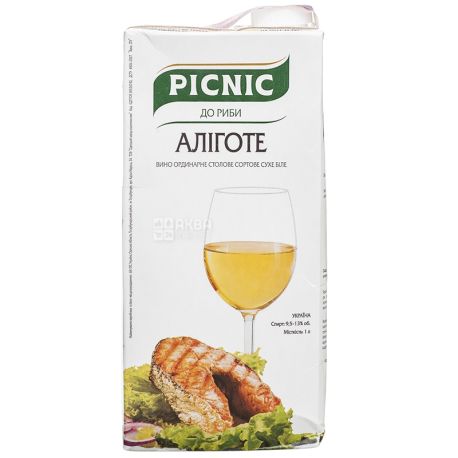 Picnic Алиготе, Вино белое сухое, 1 л