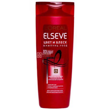 L'Oreal Elseve, 400 мл, Шампунь для окрашеных волос, Цвет и блеск