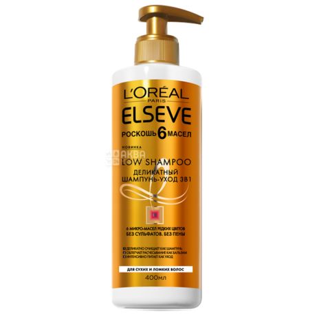L'Oreal Elseve, Shampoo, Luxury 6 oils, 400 ml