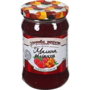 Здорова Родина, 350 г,  Джем малина и облепиха, измельченные с сахаром