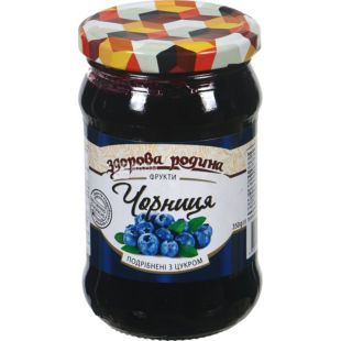 Здорова Родина, 350 г, Джем черника, измельченная с сахаром