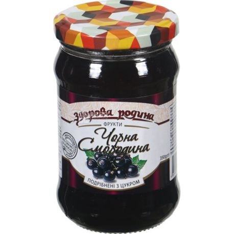 Джем Здорова Родина, чорна смородина, подрібнена з цукром, 350 г