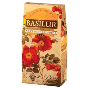  Basilur, Raspberry, Rosehip, 100 г, Чай Базілур, Малина та шипшина, чорний