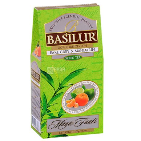 Basilur, Earl Grey, Mandarin, 100 г, Чай Базілур, Ерл Грей і Мандарин, зелений