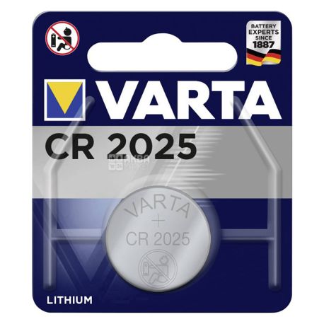 VARTA,1 шт., 3 V, Батарейка літієва, кругла, CR2025