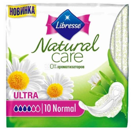 Libresse Natural Care Ultra Clip Normal, 10 шт., Прокладки гігієнічні, 4 краплі