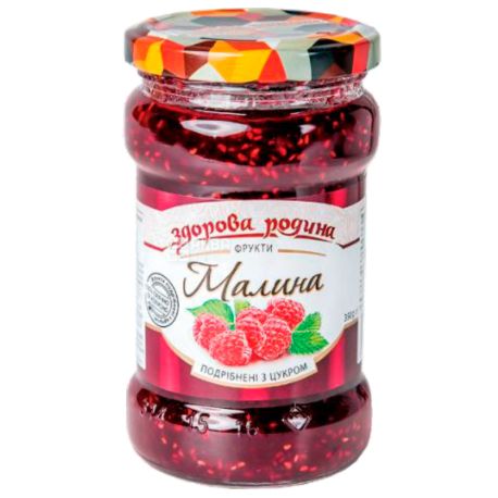 Здорова Родина, малина измельченная с сахаром, 350 г