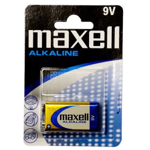 Maxell Alkaline, Крона, 1 шт., 9V, Батарейка лужна, 6LR61