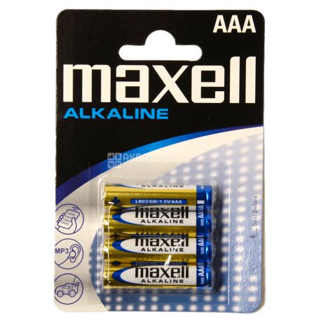 Maxell Alkaline, AAA, 4 шт., 1,5 V, Батарейки лужні, LR03