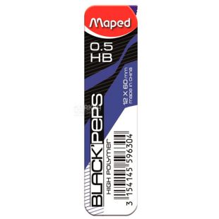 Maped, HB, 0,5 мм, 12 шт., Стержни к механическим карандашам