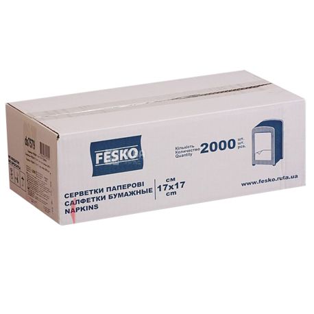Fesko, 2000 листов, Салфетки Феско для диспенсеров, однослойные, 17х17 см, белые