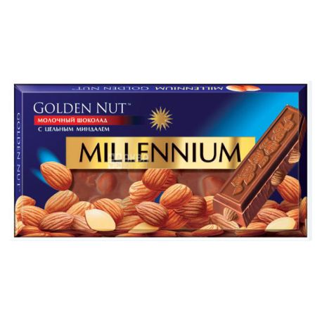 Шоколад Millennium Gold, 100 г, молочный с миндалем