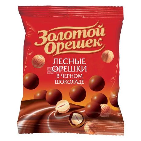 Драже Золотой орех, 50 г, лесной орех в черном шоколаде